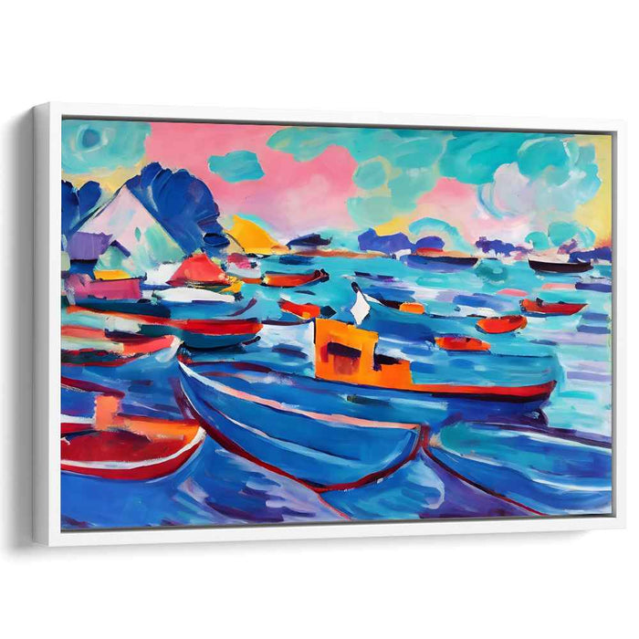 Sail Away Dreamscape: Vivid Watercolor Boats and Sea Canvas Art