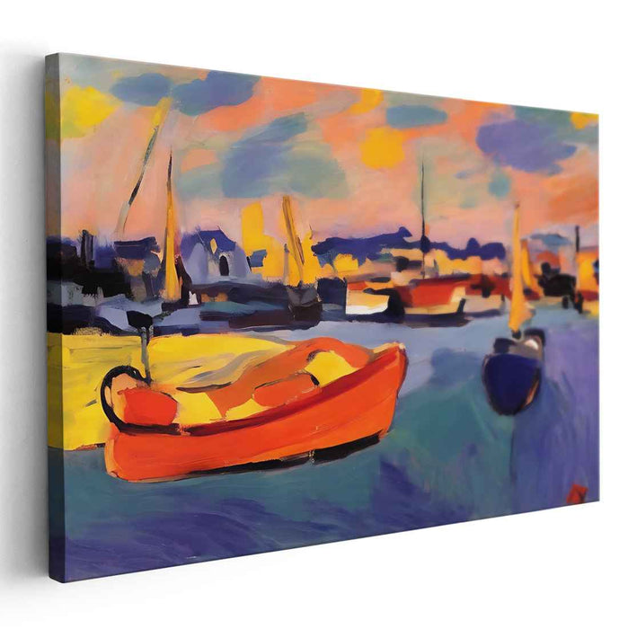 Colorful Wave Embrace: Vivid Expressionist Seascape Canvas Art Print