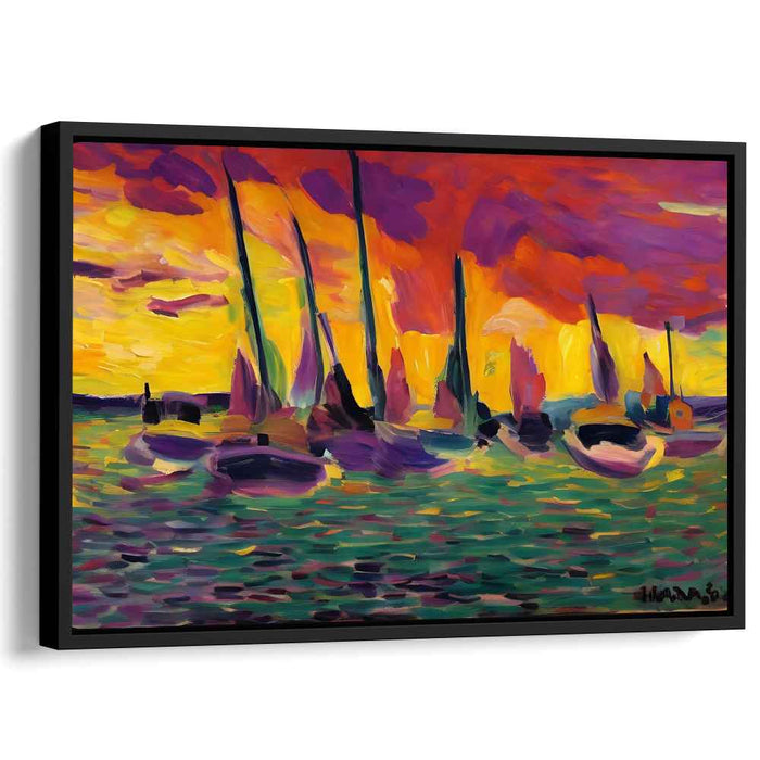 Sailboat Symphony: Impressionist Sailboats on a Radiant Horizon