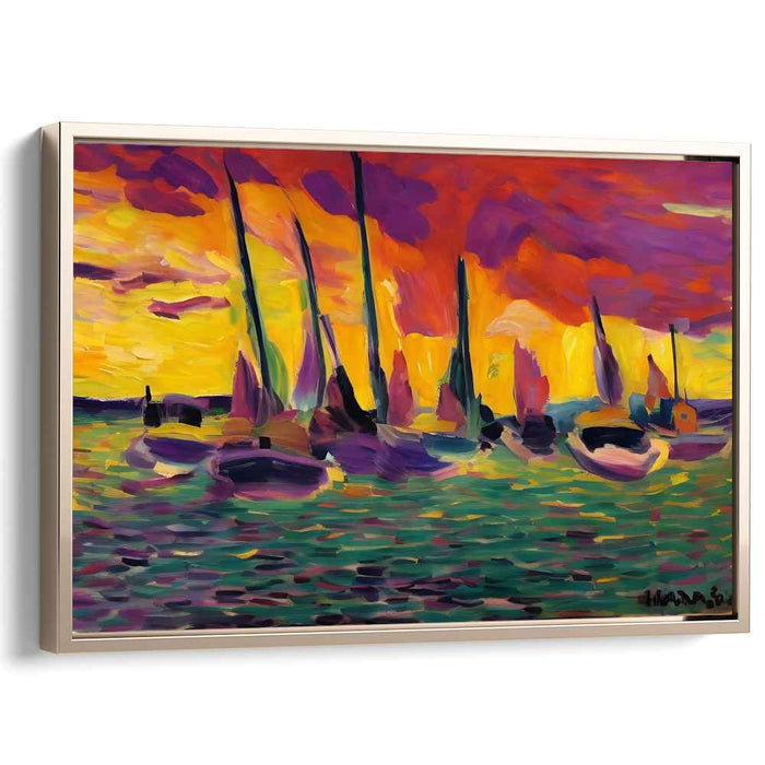 Sailboat Symphony: Impressionist Sailboats on a Radiant Horizon
