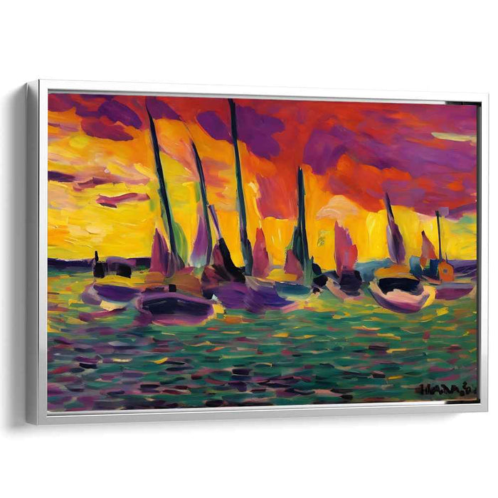 Sailboat Symphony: Impressionist Sailboats on a Radiant Horizon