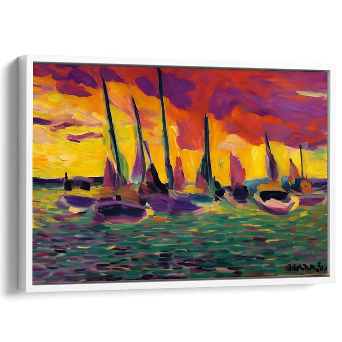 Sailboat Symphony: Impressionist Sailboats on a Radiant Horizon