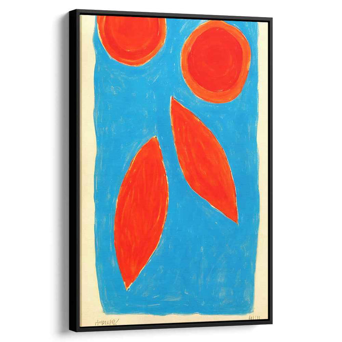 Radiant Orbs and Ellipses on Azure: Bold Expressionist Canvas Art