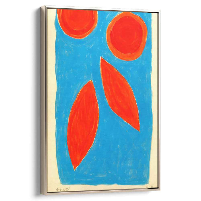 Radiant Orbs and Ellipses on Azure: Bold Expressionist Canvas Art