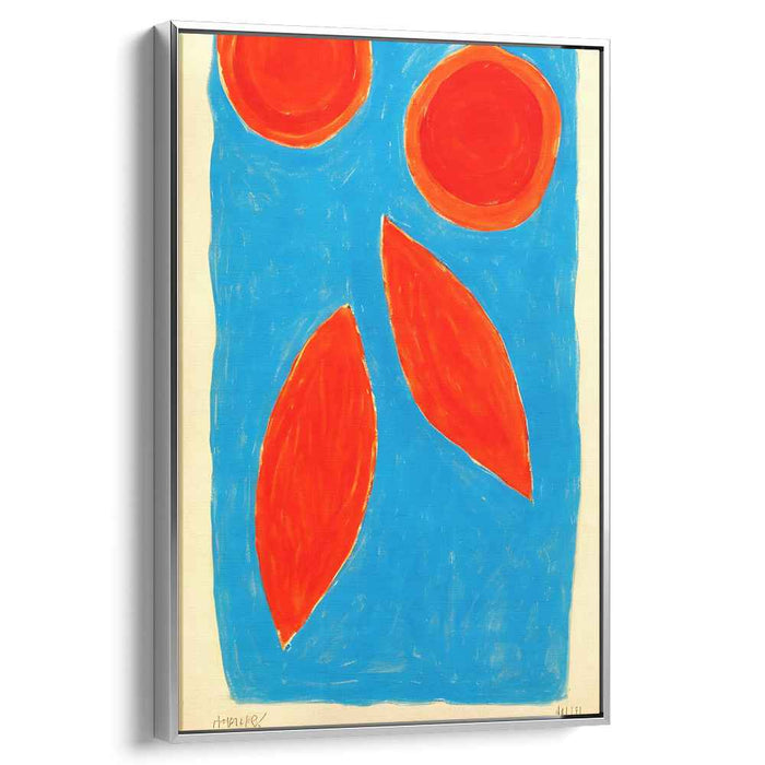 Radiant Orbs and Ellipses on Azure: Bold Expressionist Canvas Art