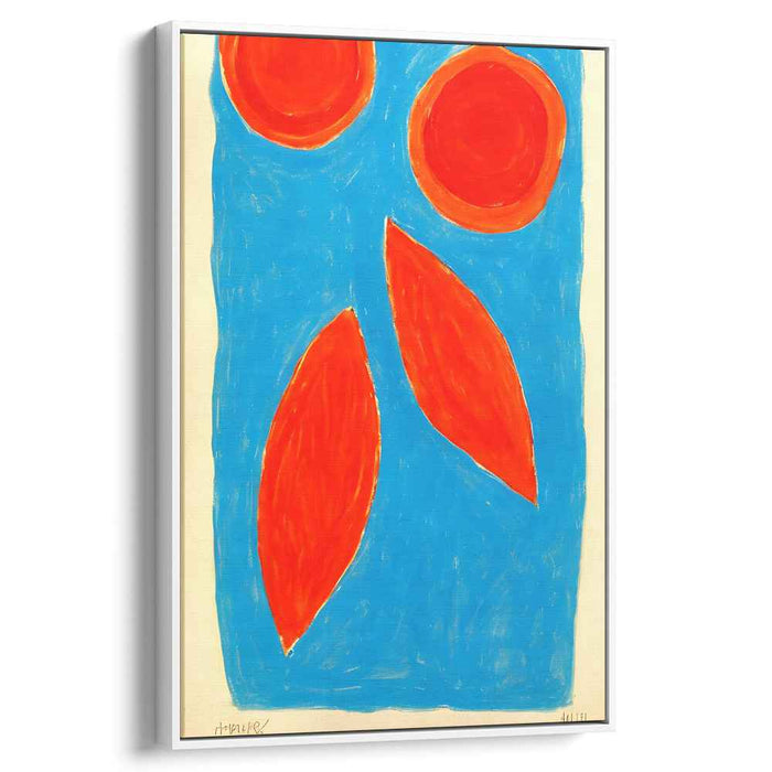 Radiant Orbs and Ellipses on Azure: Bold Expressionist Canvas Art