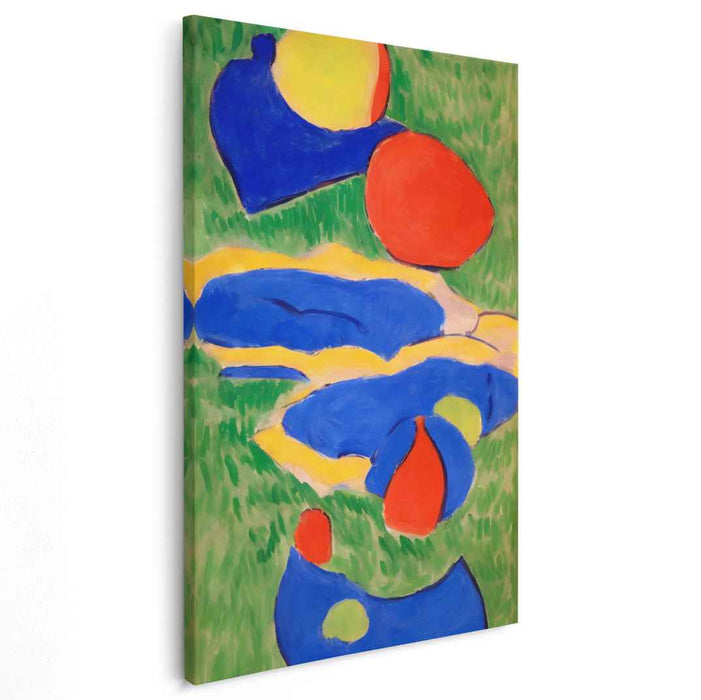 Prismatic Organics: Abstract Organic Shapes in Primary Colors Canvas Art Print