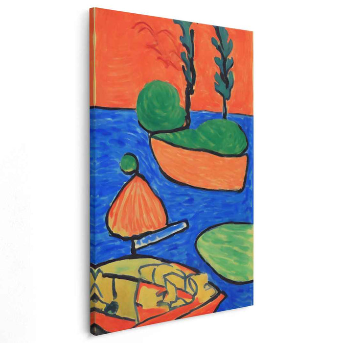 Vibrant Coastal Abstraction: Bold Colorful Canvas Art Print