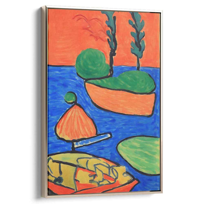 Vibrant Coastal Abstraction: Bold Colorful Canvas Art Print