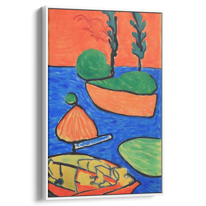 Vibrant Coastal Abstraction: Bold Colorful Canvas Art Print