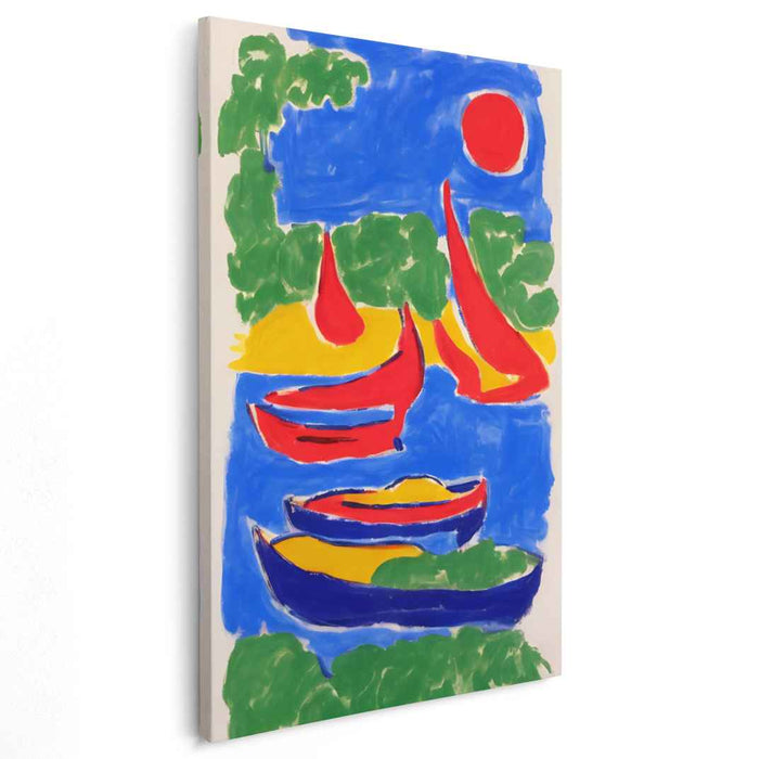 Sailboats on Vivid Waters: Colorful Fauvist-Inspired Canvas Art