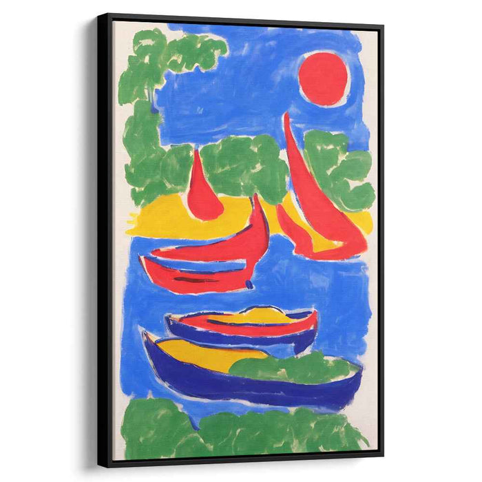 Sailboats on Vivid Waters: Colorful Fauvist-Inspired Canvas Art