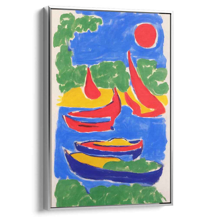 Sailboats on Vivid Waters: Colorful Fauvist-Inspired Canvas Art