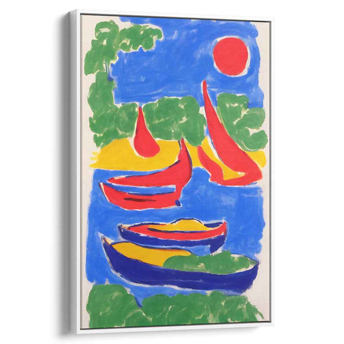 Sailboats on Vivid Waters: Colorful Fauvist-Inspired Canvas Art