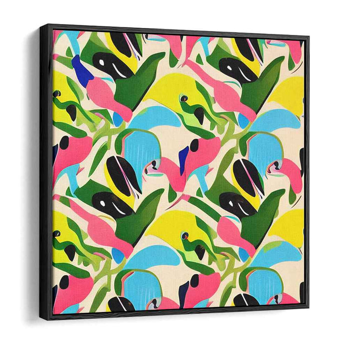 Contemporary Nature Tapestry: Vibrant Modernist Flora and Fauna Canvas Art