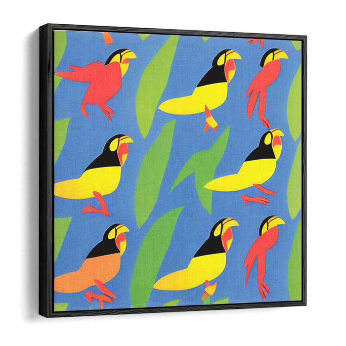 Flighty Feathers Frenzy: Playful Pop Art Birds Canvas Print