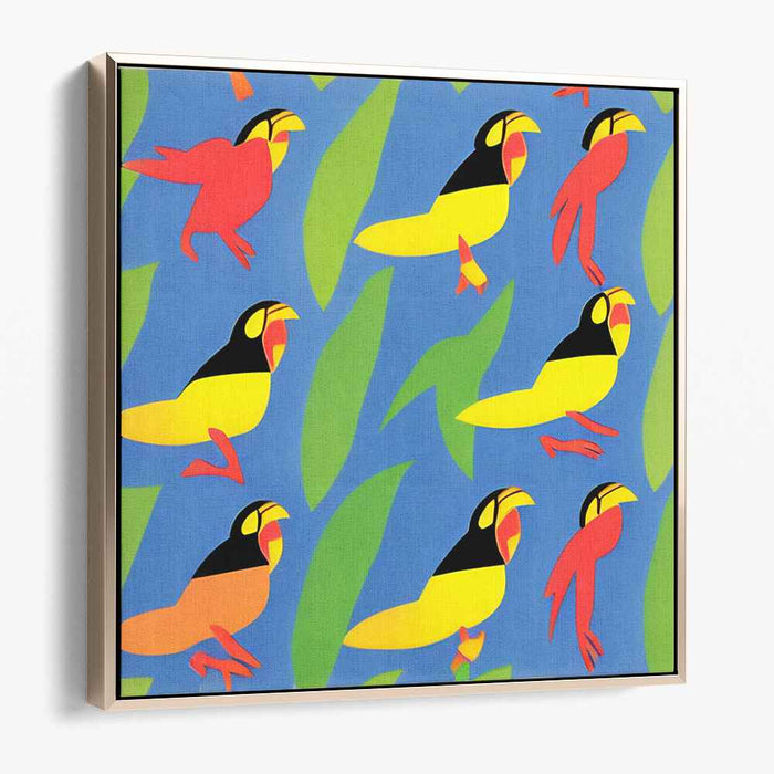 Flighty Feathers Frenzy: Playful Pop Art Birds Canvas Print