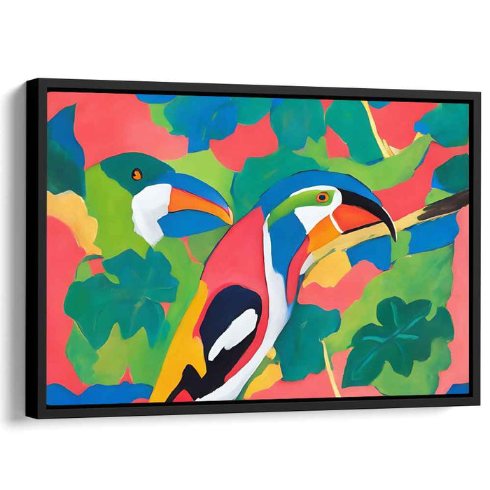 Tropic Wings Escape: Vibrant Toucans in a Lush Paradise Canvas Art Print