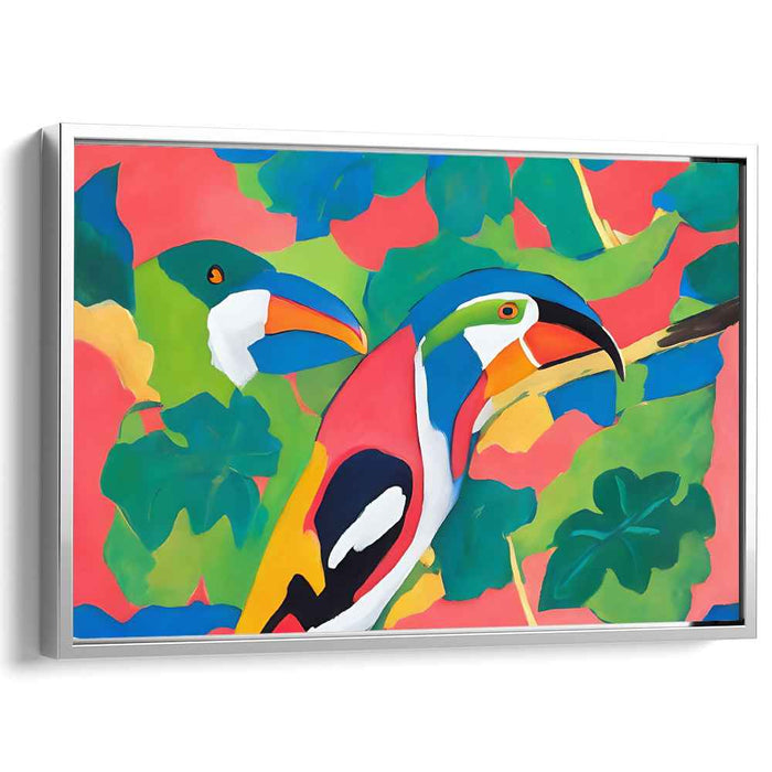 Tropic Wings Escape: Vibrant Toucans in a Lush Paradise Canvas Art Print