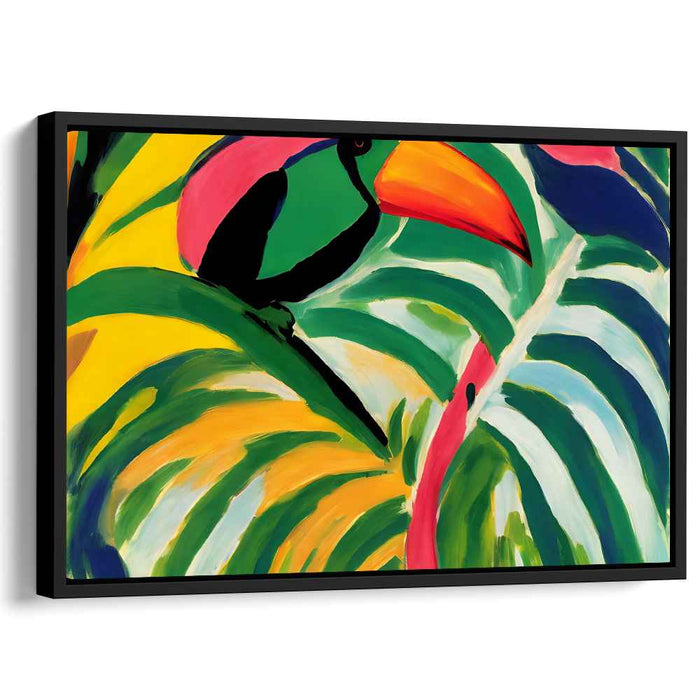 Toucan Canopy: Colorful Toucan Amidst Lush Foliage Canvas Art Print
