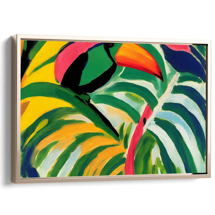 Toucan Canopy: Colorful Toucan Amidst Lush Foliage Canvas Art Print