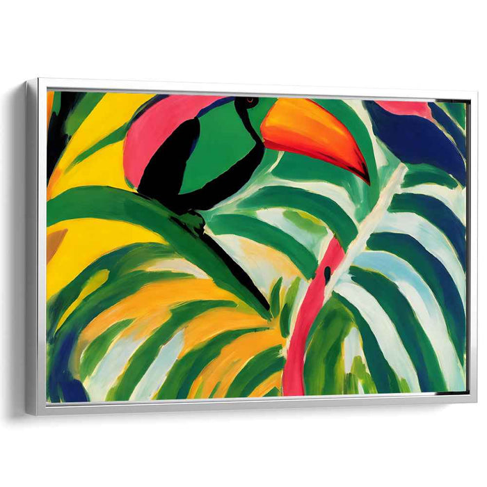 Toucan Canopy: Colorful Toucan Amidst Lush Foliage Canvas Art Print