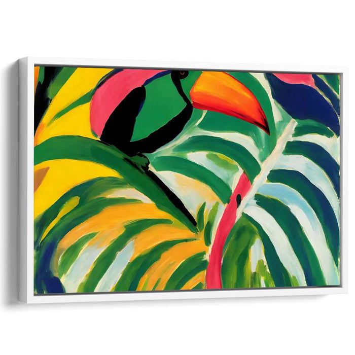 Toucan Canopy: Colorful Toucan Amidst Lush Foliage Canvas Art Print