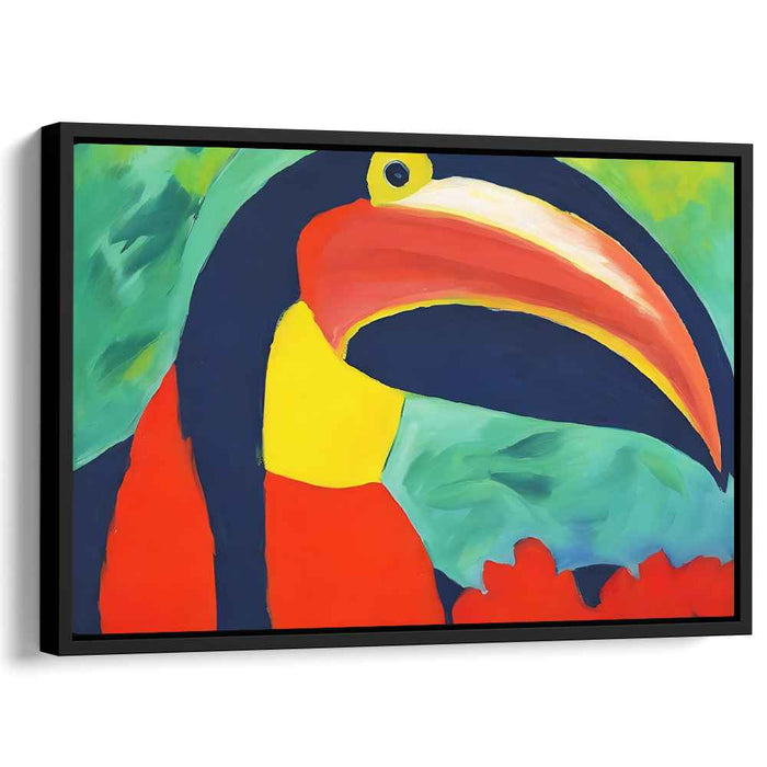 Emerald Feathers Flight: Vivid Toucan in Lush Greens Canvas Art