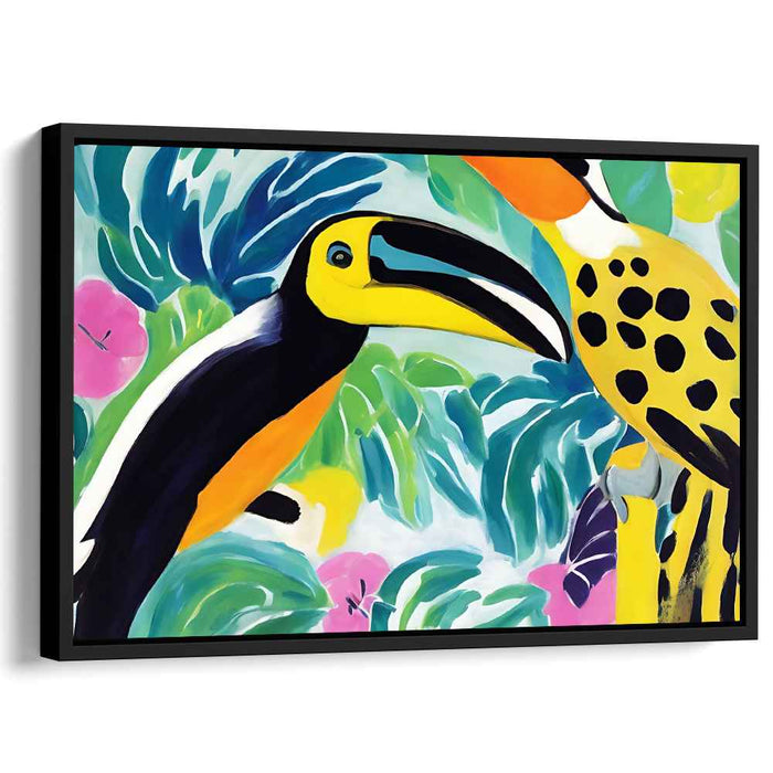 Tropical Harmony: Avian Elegance: Vibrant Toucan Duo Canvas Art Print