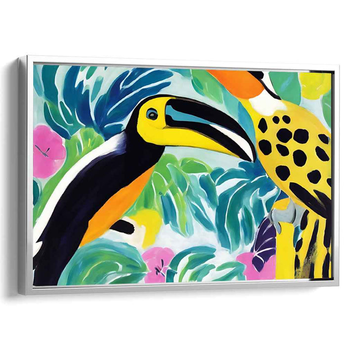 Tropical Harmony: Avian Elegance: Vibrant Toucan Duo Canvas Art Print