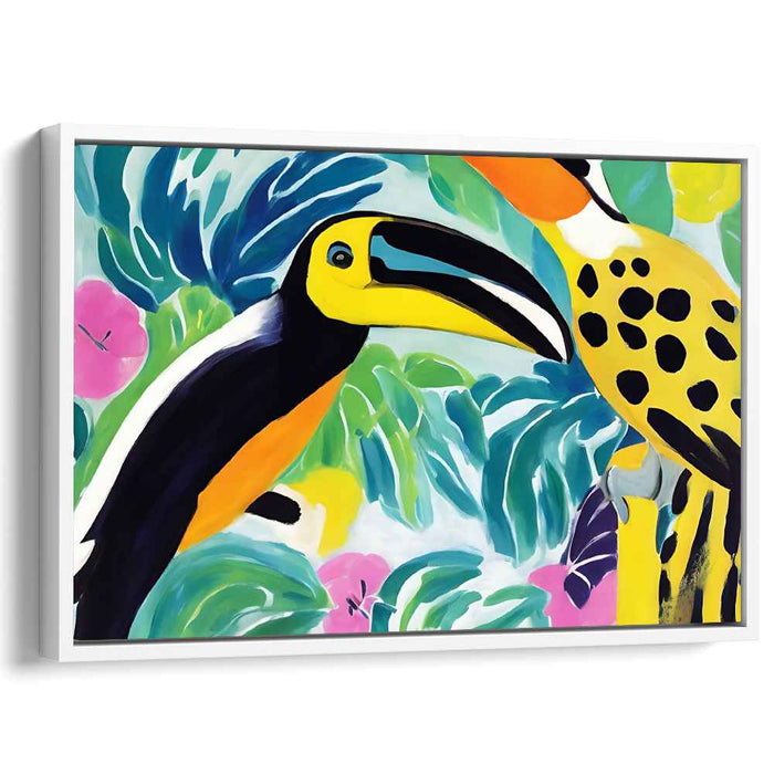 Tropical Harmony: Avian Elegance: Vibrant Toucan Duo Canvas Art Print
