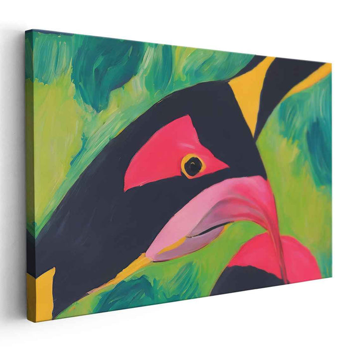 Exuberant Avian Abstraction: Vibrant Fauvist Bird Canvas Art