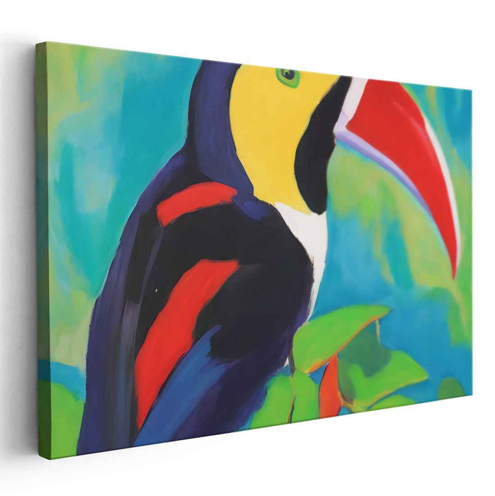 Vivid Avian Artistry: Toucan in Bold Hues Canvas Art Print