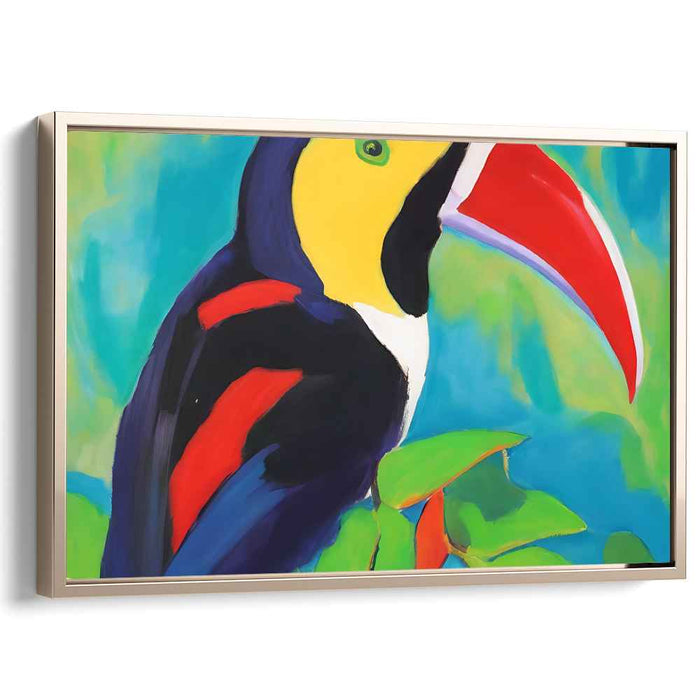 Vivid Avian Artistry: Toucan in Bold Hues Canvas Art Print