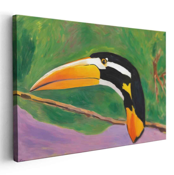 Exotic Toucan: Vibrant Expressionist Jungle Canvas Art Print
