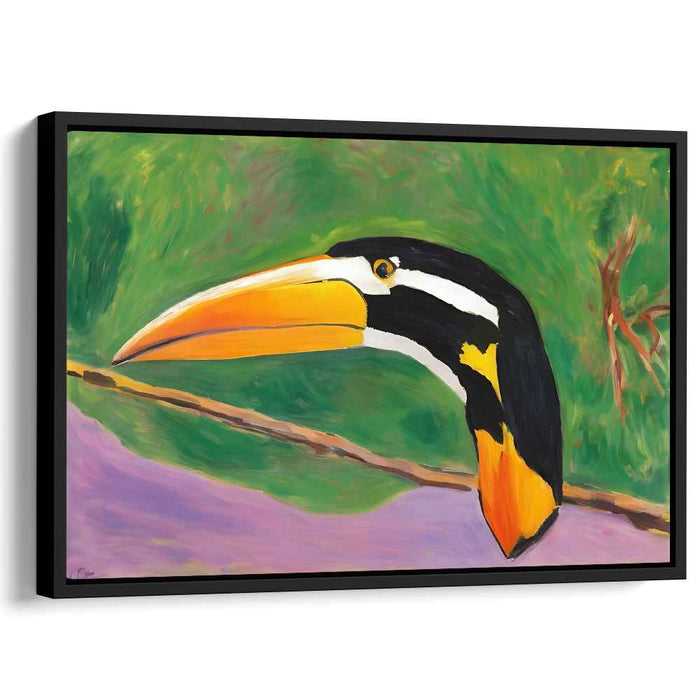 Exotic Toucan: Vibrant Expressionist Jungle Canvas Art Print