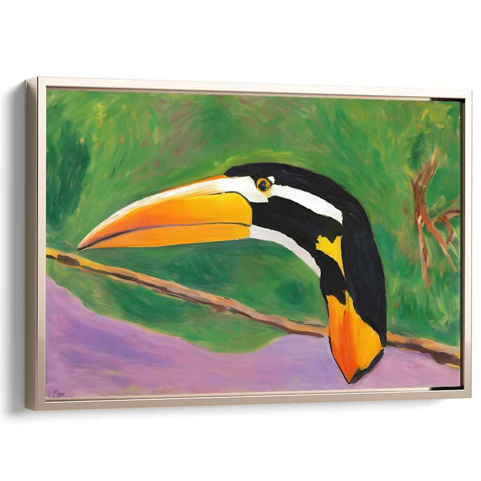Exotic Toucan: Vibrant Expressionist Jungle Canvas Art Print
