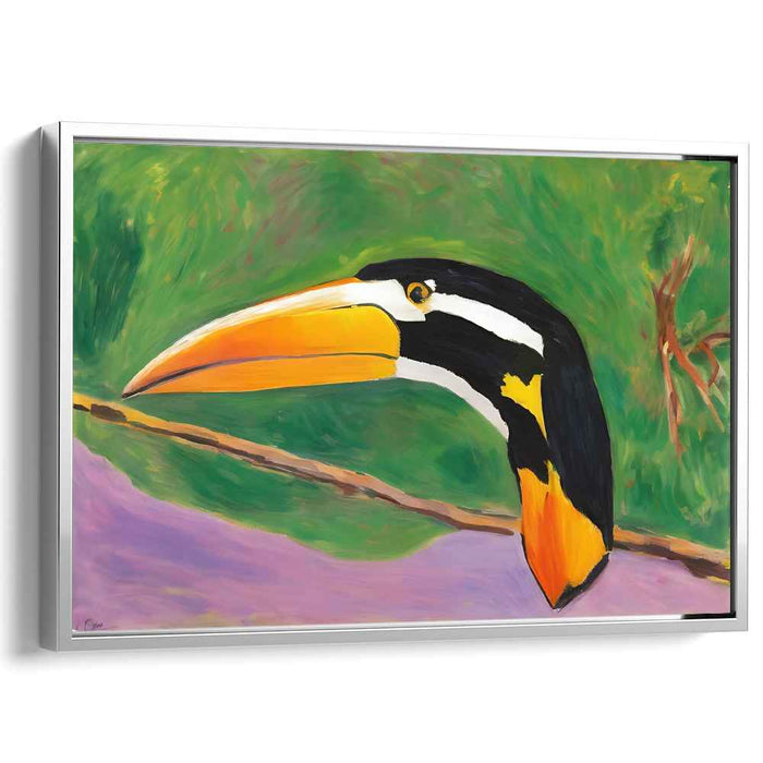 Exotic Toucan: Vibrant Expressionist Jungle Canvas Art Print