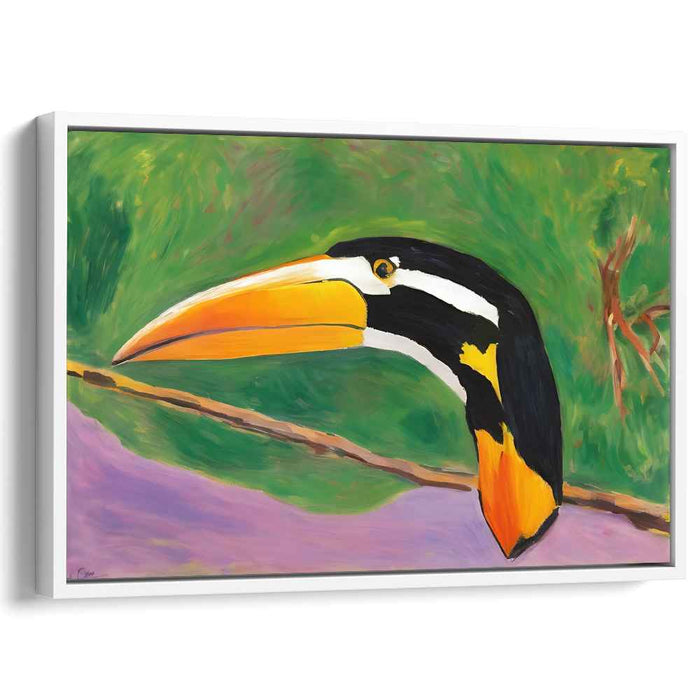 Exotic Toucan: Vibrant Expressionist Jungle Canvas Art Print