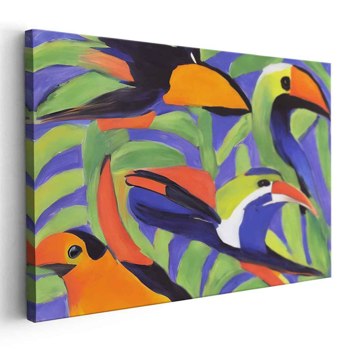 Tropical Feathered Haven: Vivid Toucan Paradise Canvas Art