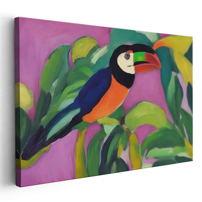 Toucan's Jungle Haven: Vivid Toucan Amidst Lush Foliage Canvas Art