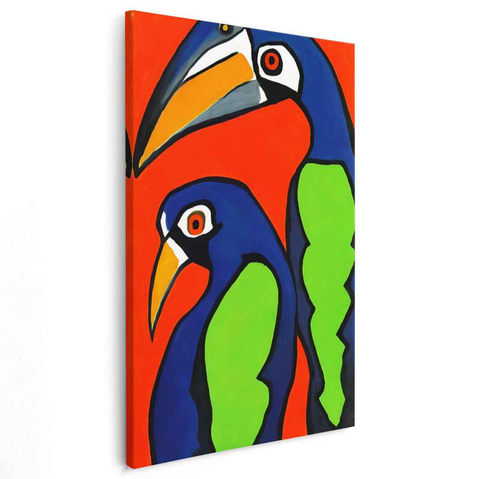 Vivid Avian Duo: Bold Abstract Bird Canvas Art Print