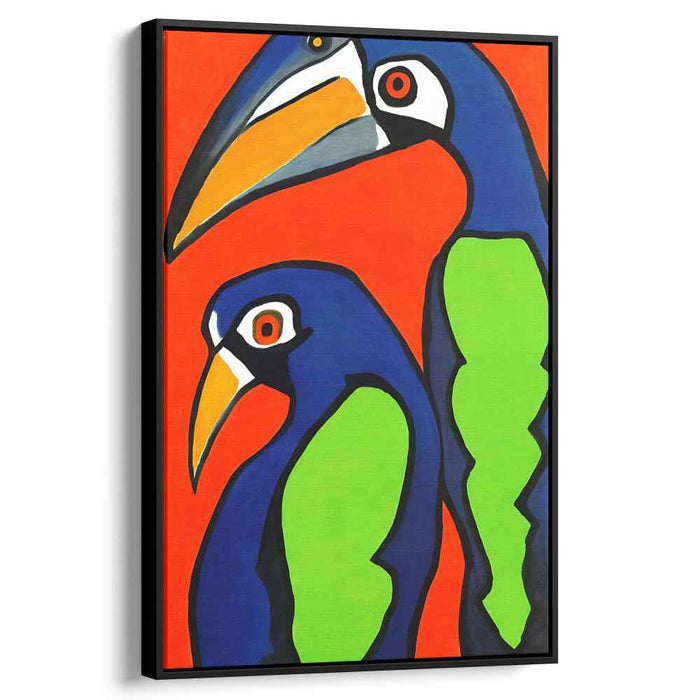 Vivid Avian Duo: Bold Abstract Bird Canvas Art Print