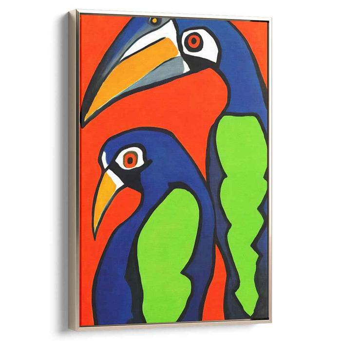 Vivid Avian Duo: Bold Abstract Bird Canvas Art Print