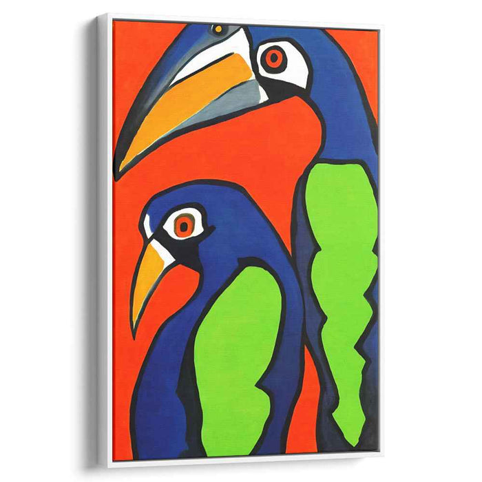 Vivid Avian Duo: Bold Abstract Bird Canvas Art Print