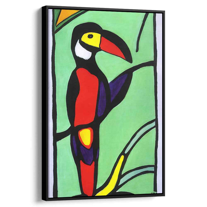 Avant-Garde Avian Flora Fusion: Modernist Inspired Toucan in Lush Green Canvas Art Print