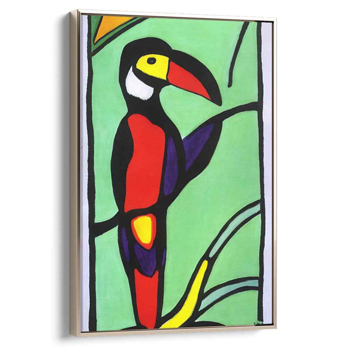 Avant-Garde Avian Flora Fusion: Modernist Inspired Toucan in Lush Green Canvas Art Print
