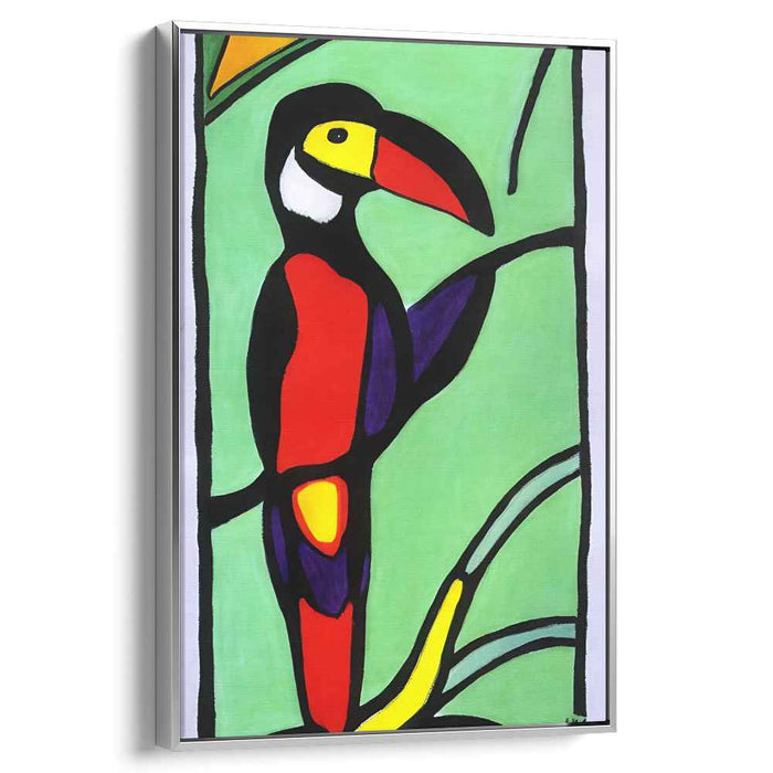 Avant-Garde Avian Flora Fusion: Modernist Inspired Toucan in Lush Green Canvas Art Print