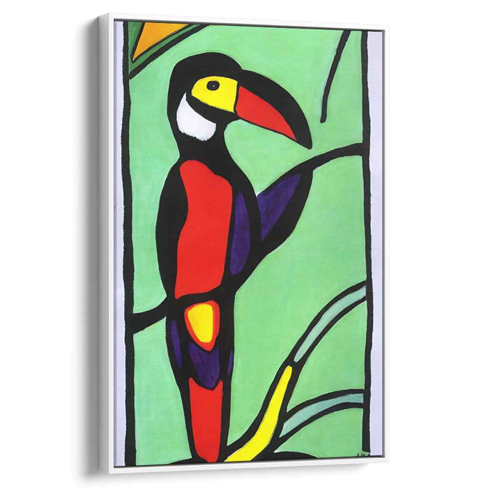 Avant-Garde Avian Flora Fusion: Modernist Inspired Toucan in Lush Green Canvas Art Print