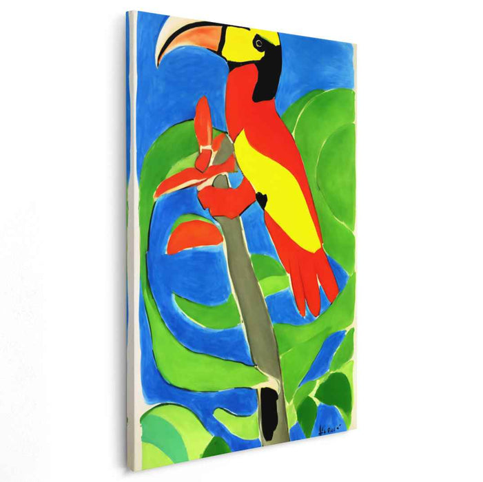Tropical Elegance: Vivid Toucan Amidst Lush Foliage Canvas Art Print